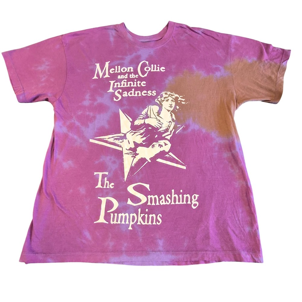Smashing Pumpkins Mellon Collie Tie Dye Graphic T-Shirt Purple S 2023 Band Tee